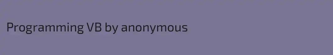 Programming VB by anonymous